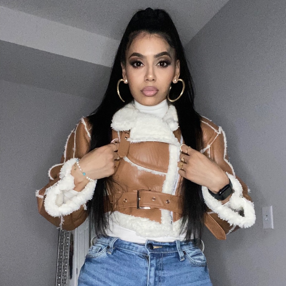 Faux Leather Cropped Motorcycle Jacket